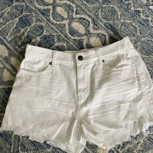 white aerie jean shorts